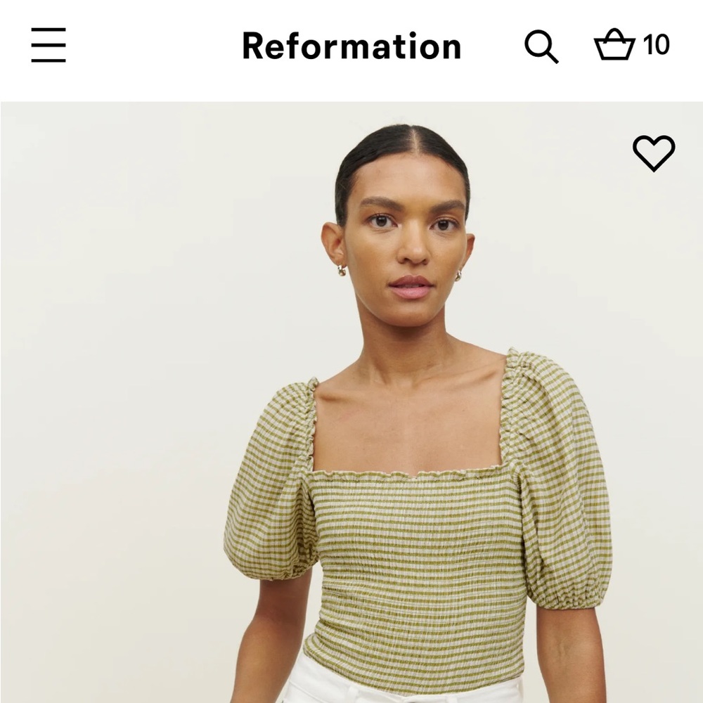 NWT reformation Marilyn top, checkered, size S